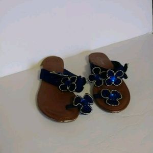 Forever Women's Sandals Size 7 Blue Flowers Slides